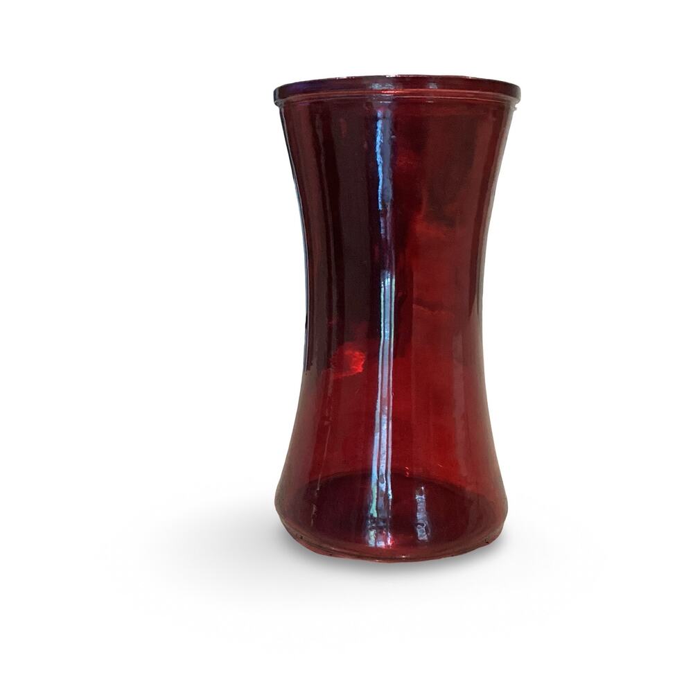 Deep Red Concave Glass Vase